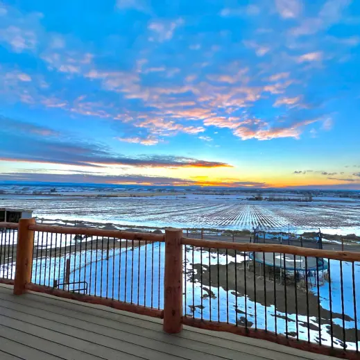 Colorful evening sky beyond the cabin